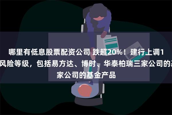 哪里有低息股票配资公司 跌超20%！建行上调17只基金风险等级，包括易方达、博时、华泰柏瑞三家公司的基金产品